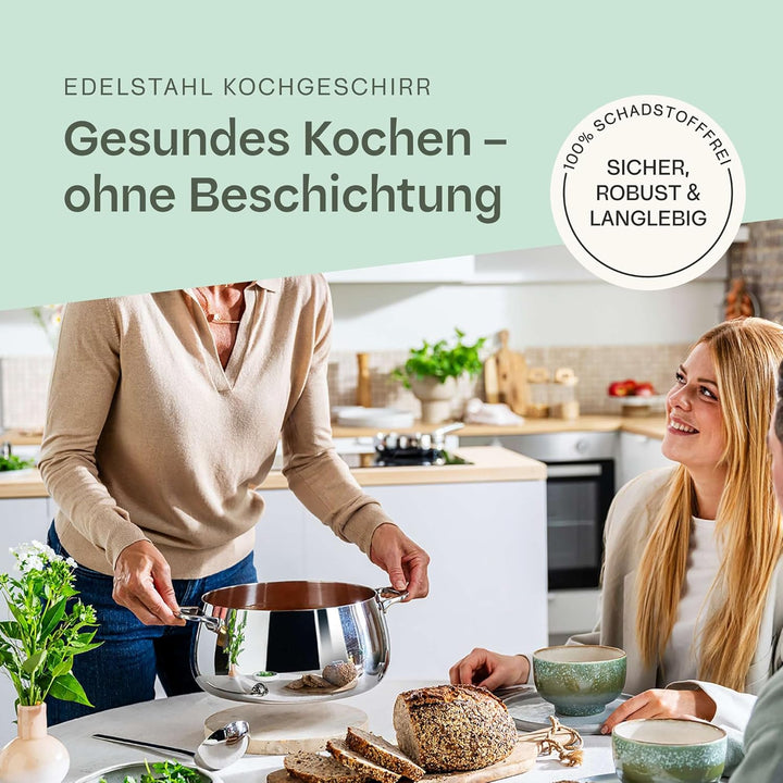 BergHOFF Home Topfset Edelstahl – 10-tlg. – Kochtopf Set mit Deckel - Töpfe Set Induktion, Ceran-, G