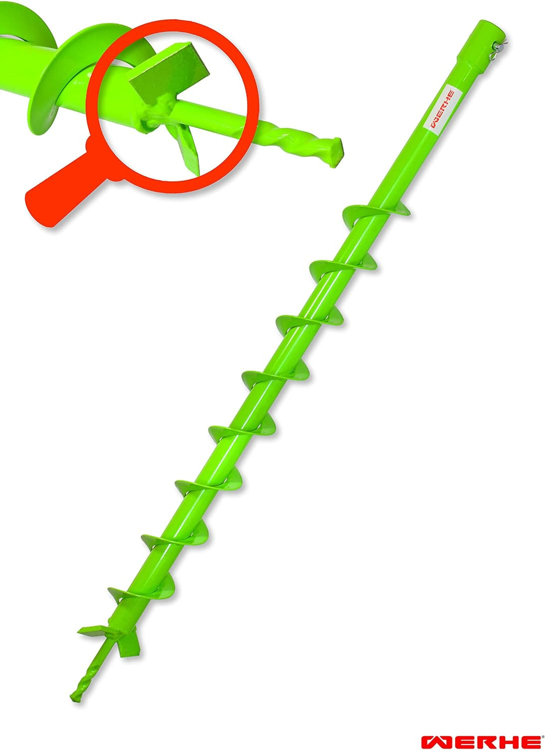 WERHE® Profi Bohrer VollStahl, Erdbohrer für bohrmaschine 60 mm extrem robust mit SDS Max Adapter -