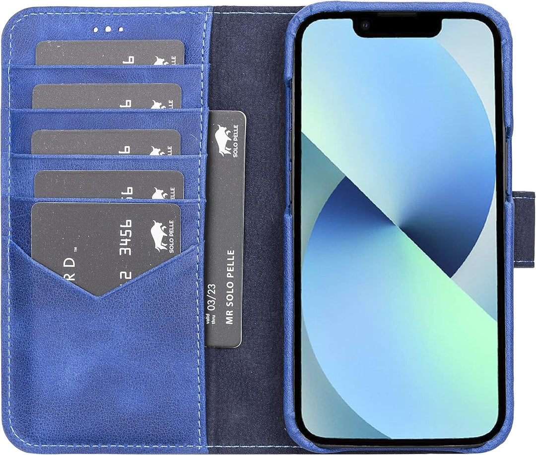 Solo Pelle Lederhülle kompatibel für iPhone 13 in 6.1 Zoll abnehmbare Hülle (2in1) inkl. Kartenfäche