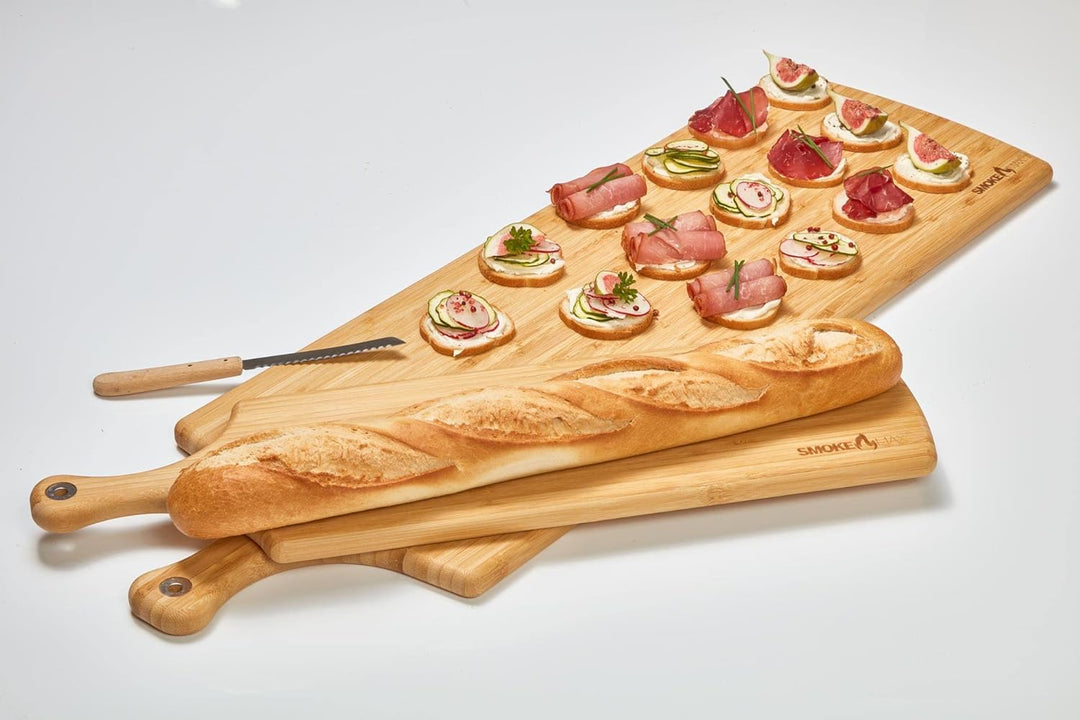 SmokeMax® XXL Riesengrosses Servierbrett (ca. 88x27x2cm), Schneidebrett, Designbrett aus natürlichen