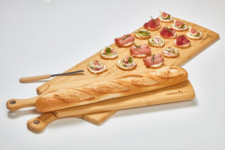 SmokeMax® XXL Riesengrosses Servierbrett (ca. 88x27x2cm), Schneidebrett, Designbrett aus natürlichen