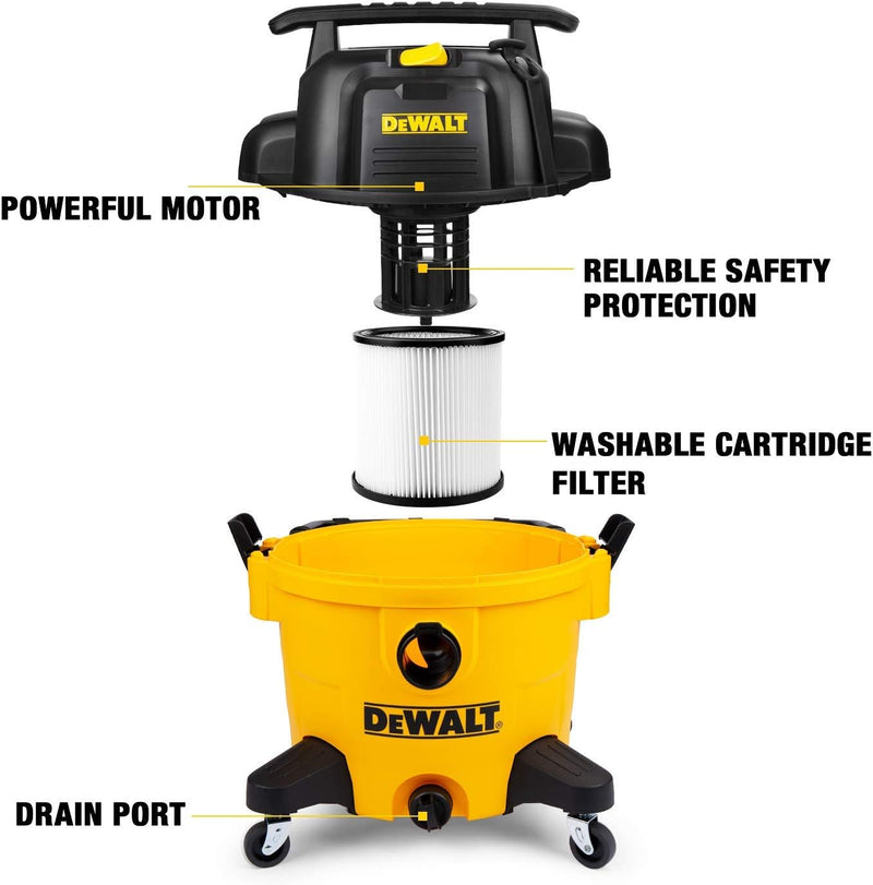 DeWALT 34L Nass-/Trockensauger, EUDXV34P, Poly, Gelb, 1200 W, 34 liters