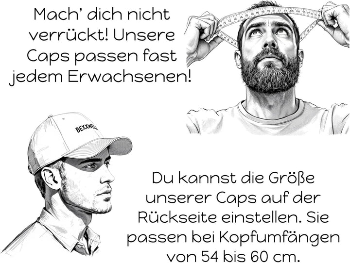 Bexxwell Snapback Cap Schwarz mit 3D-Stickerei in Grau (optimale Passform, Kappe, Black, 3D-Embroide