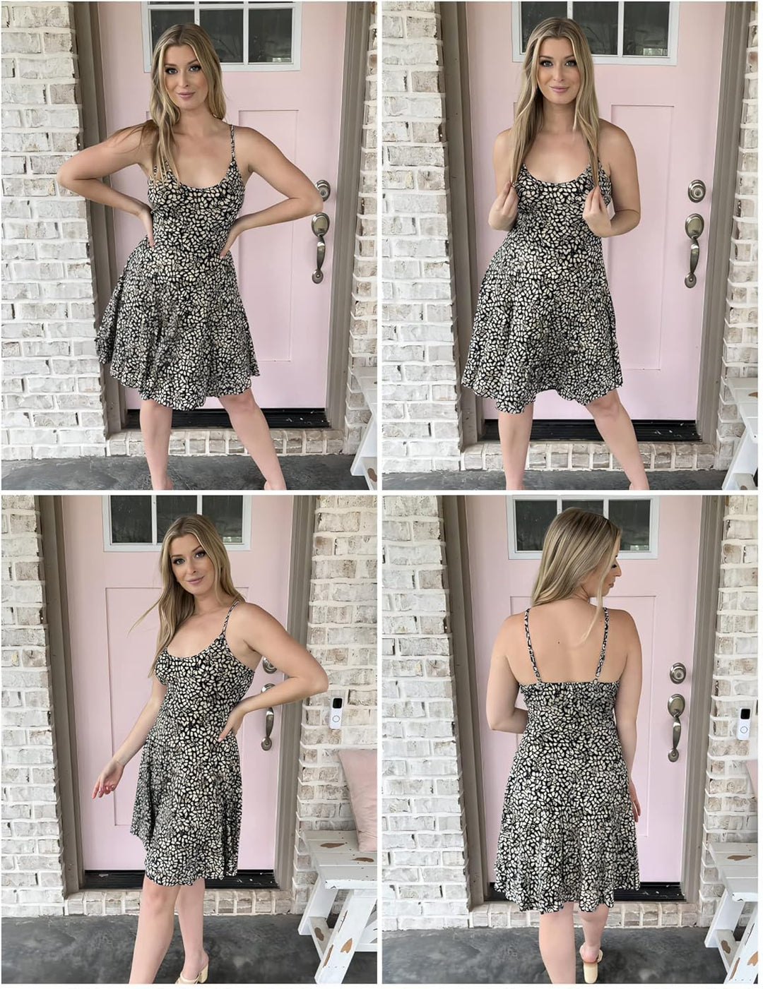 UNibelle Damen Sommerkleid Blumenmuster Kleid V-Ausschnitt Strandkleid Verstellbaren Spaghettiträger