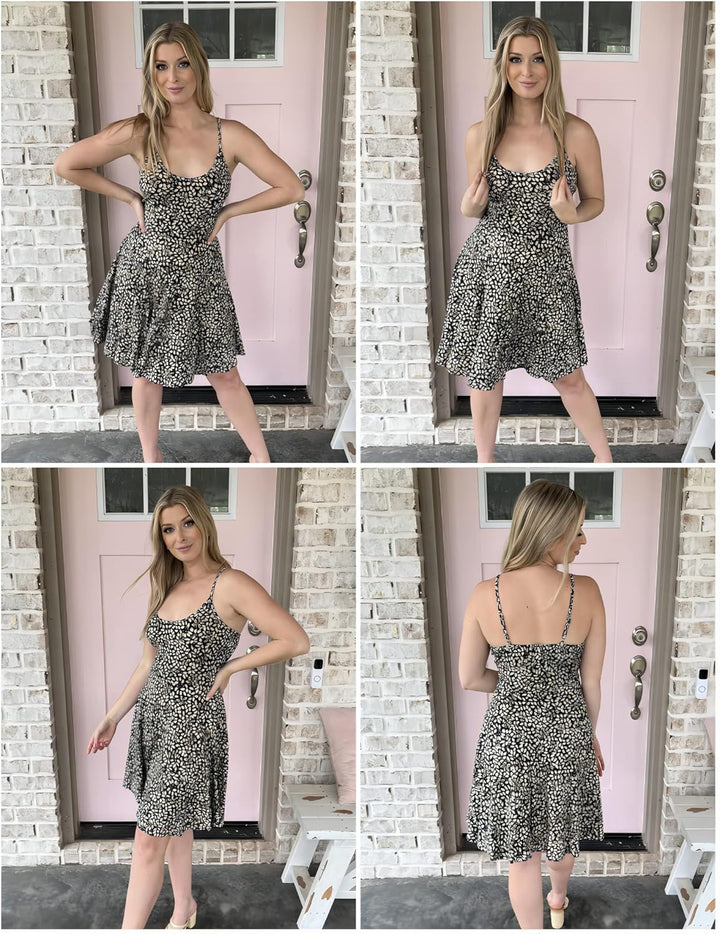 UNibelle Damen Sommerkleid Blumenmuster Kleid V-Ausschnitt Strandkleid Verstellbaren Spaghettiträger