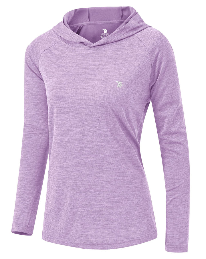 YSENTO Damen Laufshirt Langarm Sportshirt UPF 50+ Schnelltrocknend UV Schutz Hoodie Pullover Wanders