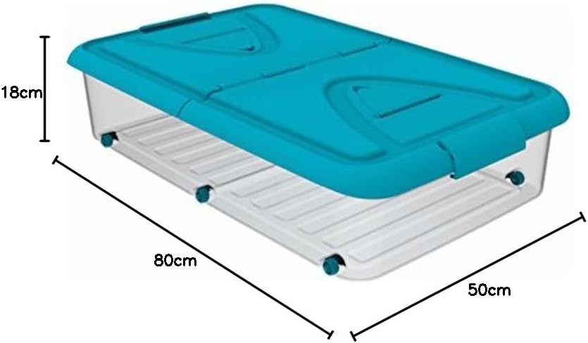 Plastiken - Unterbettbox mit Rollen blau 60 l