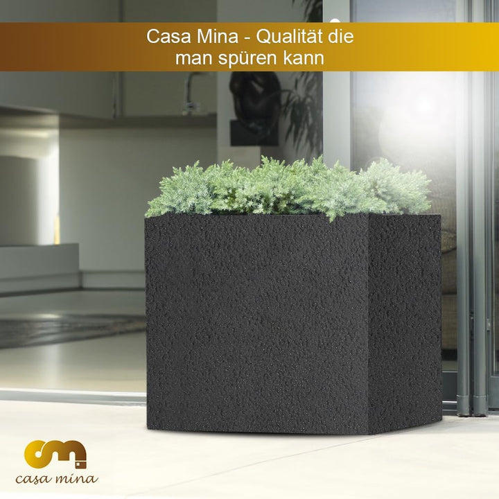 Casa Mina Blumenkasten quadratisch | Pflanzkübel grau | Blumentopf hoch 37cm | inkl. Wasserabfluss |