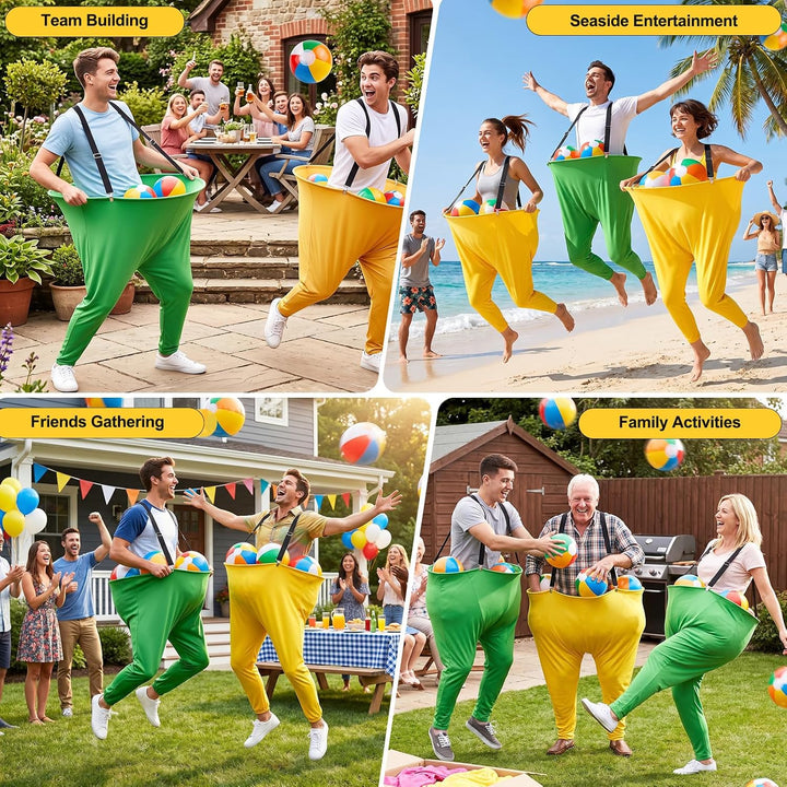 16 Stück Granny Pants Gartenspiel mit 8 Hüpfbällen und 2 Ballonpumpe