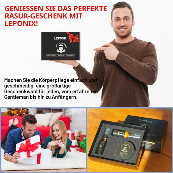 Rasierset für Männer, Essential Kit enthält Sandelholz Rasiercreme, Schnitte und Rasierbrand Rasiere