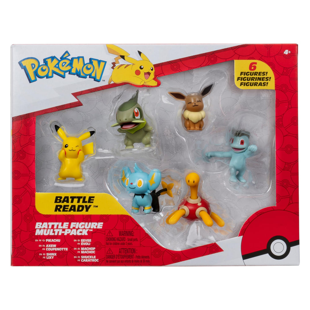 Pokémon PKW3614 - Battle Figure Multipack - 6er Pack mit Pikachu, Pottrott, Milza, Sheinux, Evoli &