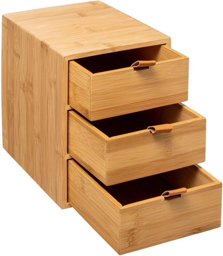5five - box mit 3 schubladen bambus lederriemen
