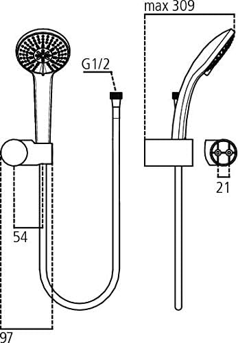 Ideal Standard Handbrause IdealRain M3 b9454aa Mini Kit 3 Funktion, 100 mm Durchmesser, flexibel 150
