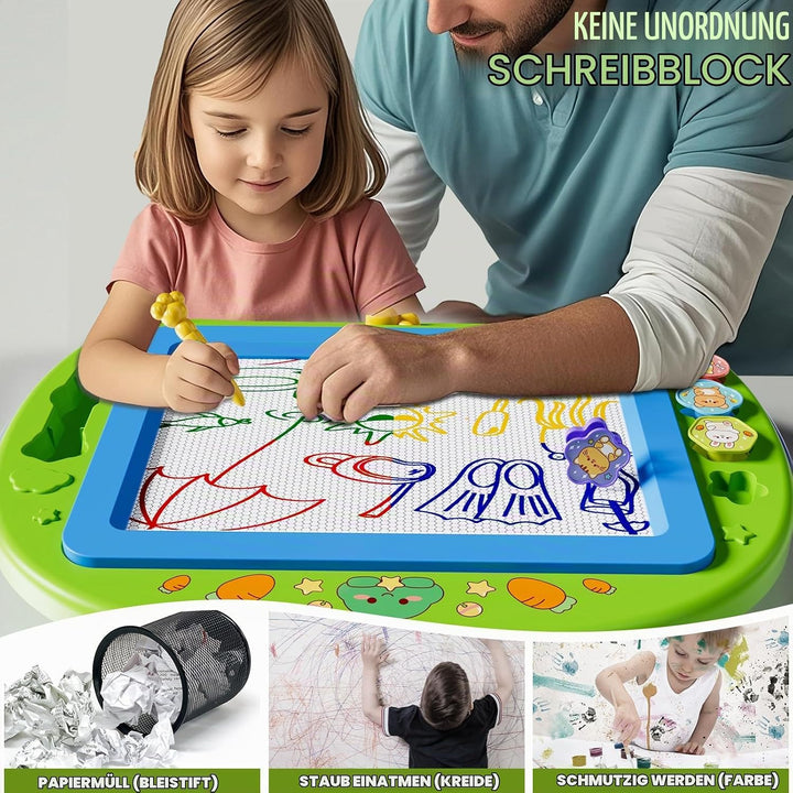 XL Magnetische Zaubertafel für Kinder, Maltafel mit Stempel &amp; Stift, Lernspielzeug &amp; Reisegrösse, Ge