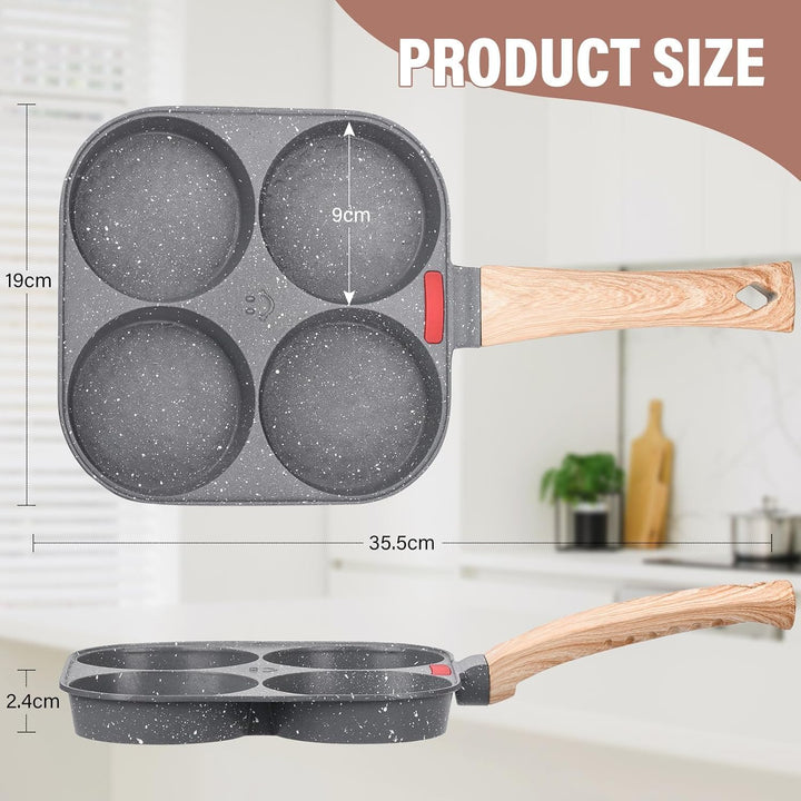 4 Intervalle Spiegeleipfanne, Aluminium Pancake Pfanne Antihaft Pfannkuchenpfanne Outdoor-Camping-Ei