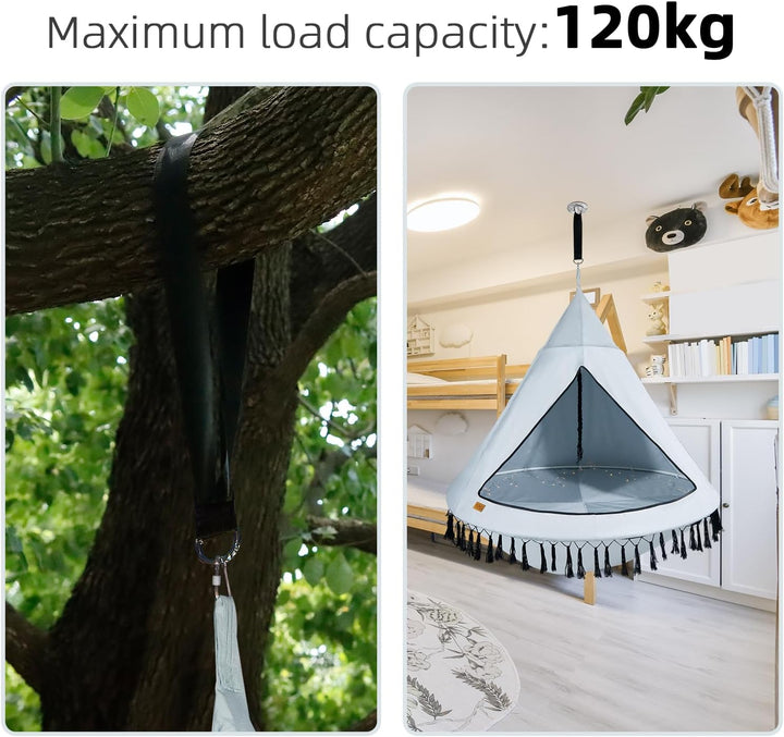 CCLIFE Nestschaukel mit Zelt Ø 120 cm Schaukel Indoor & Outdoor Hängehöhle Hängezelt für Kinder & Er