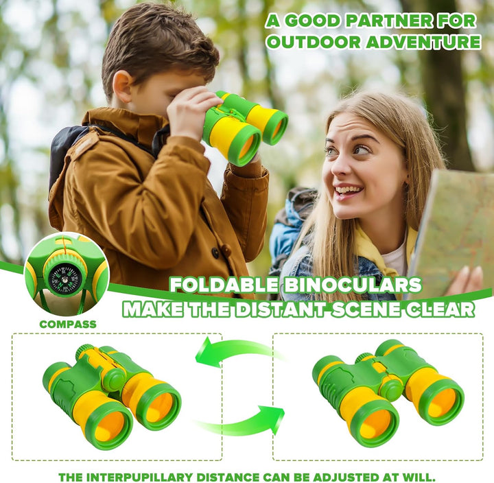 Forscherset für Kinder, Becherlupen für Kinder, Entdecker Set, Kinderfernglas, Schmetterlingsnetz, O