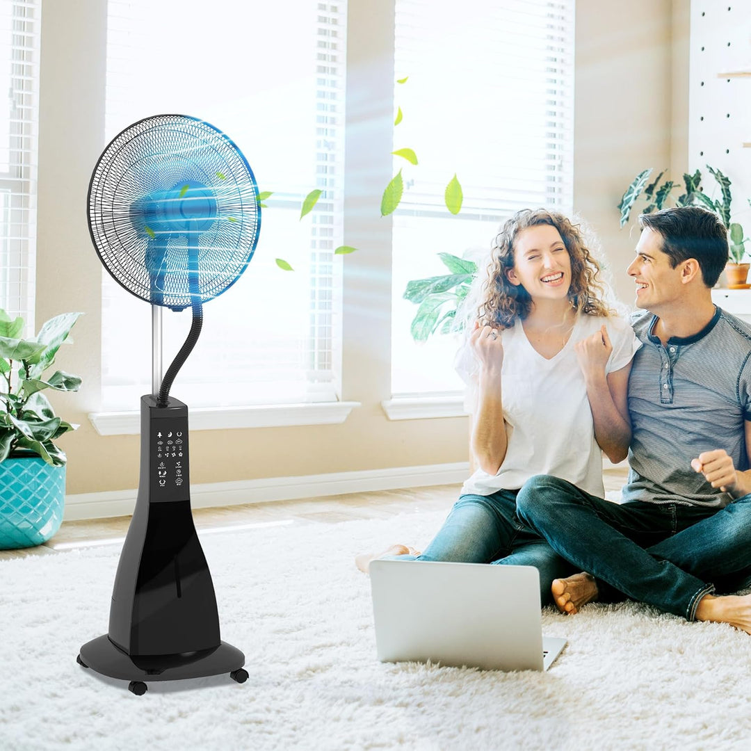 HOMCOM Ventilator mit Wasserkühlung, Standventilator mit Sprühnebel, Fernbedienung, Timerfunktion, o