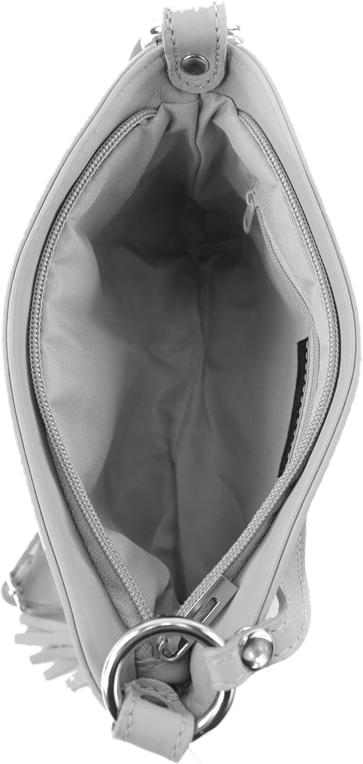 modamoda de - T32 - ital Umhängetasche Klein aus Nappaleder Eisblau, Eisblau