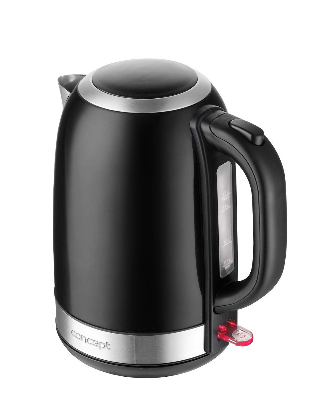 CONCEPT Hausgeräte RK3245 Edelstahl Wasserkocher in schwarz, 1,7 L, 2200 W