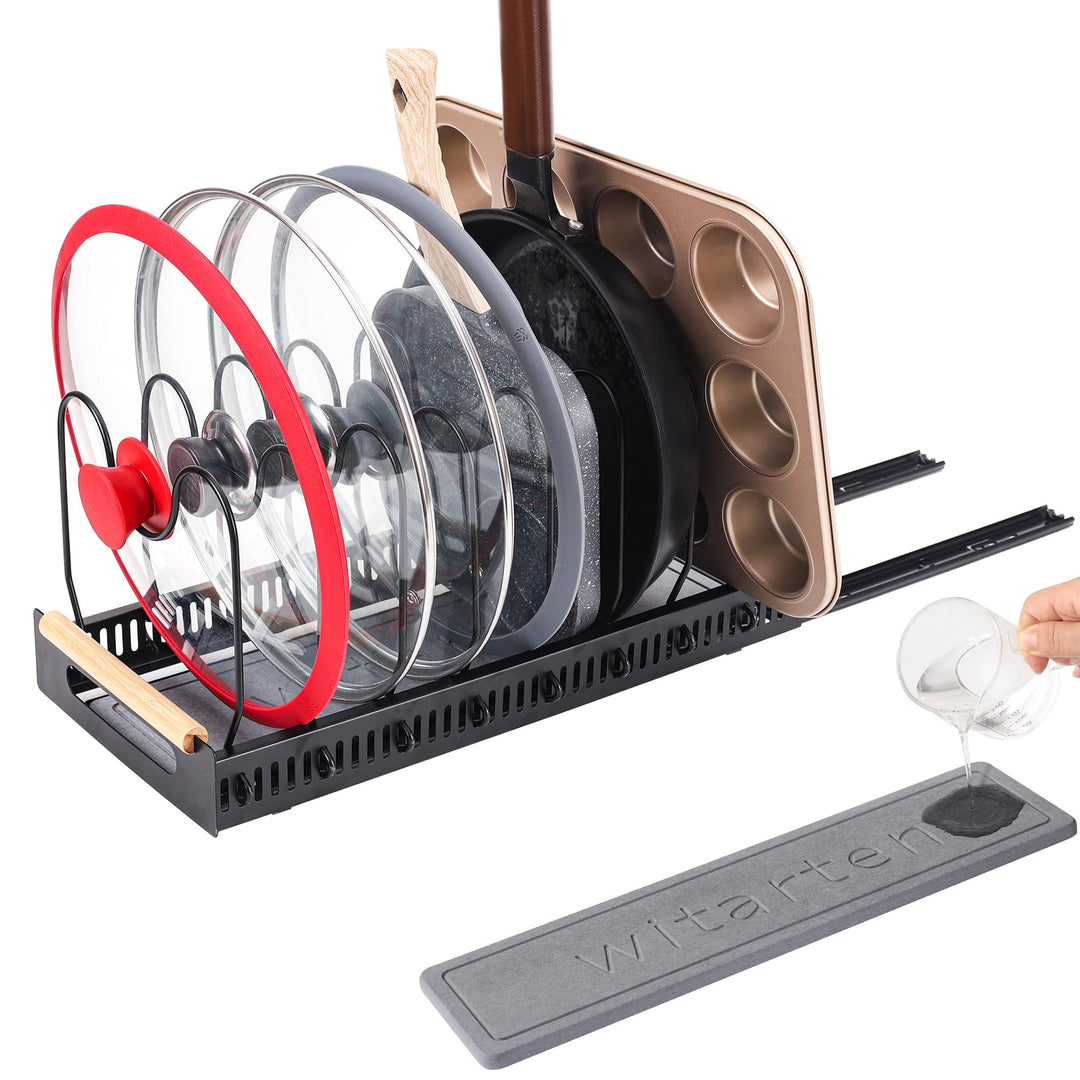 Pfannenhalter für Schublade,Topfdeckelhalter für Schrank, Ausziehbarer Deckelhalter Pfannenhalter mi
