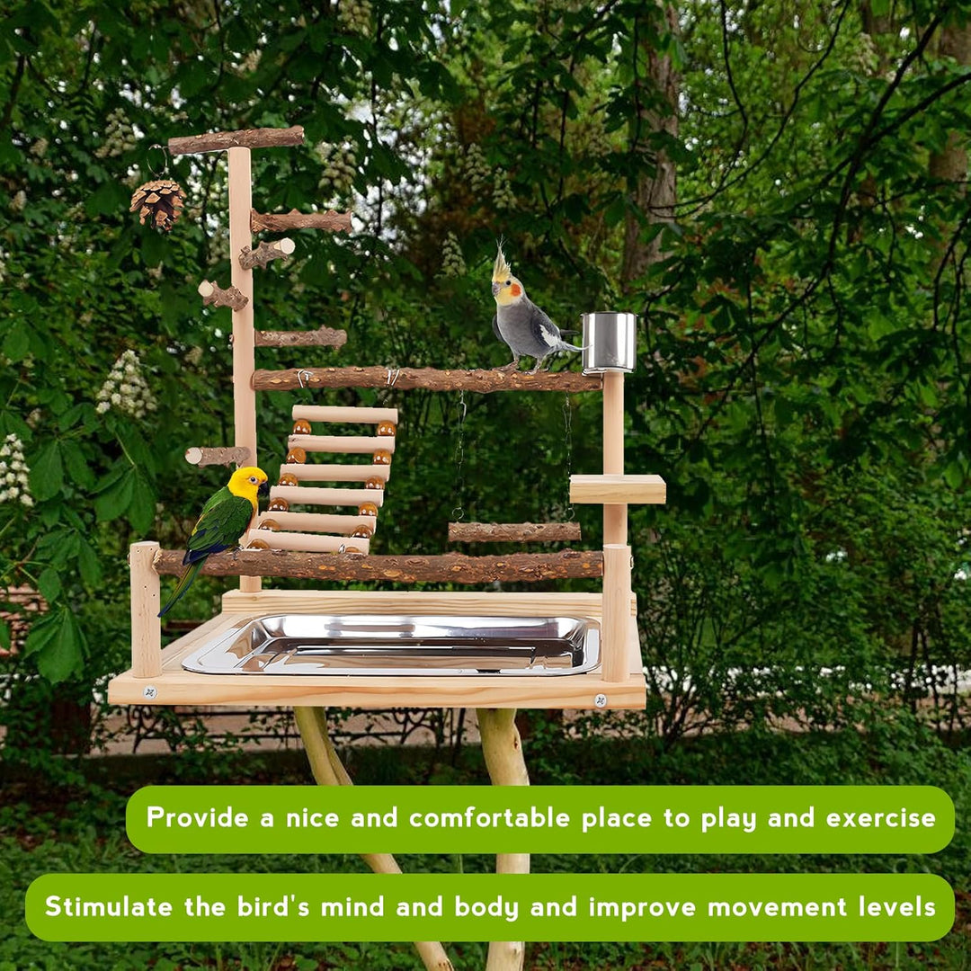 Vögel Spielplatz,Vogelspielplatz Mit Feeder Cups und Tablett,Papageien-Spielständer,Sitzstange Gym S