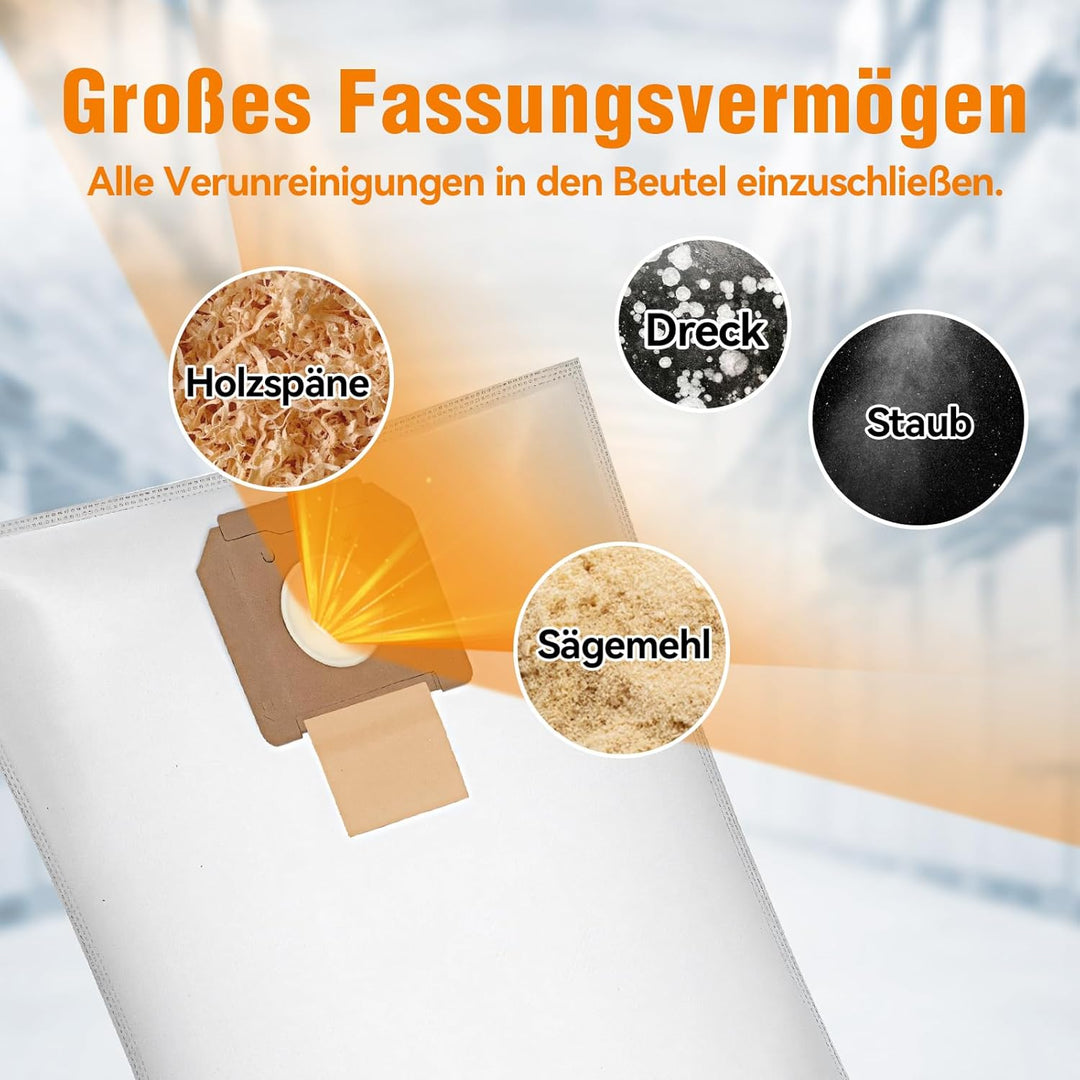 10 Stück Staubsaugerbeutel für Bosch GAS 35 L AFC/L SFC+/M AFC Professional Staubsauger mit 2 Ersatz