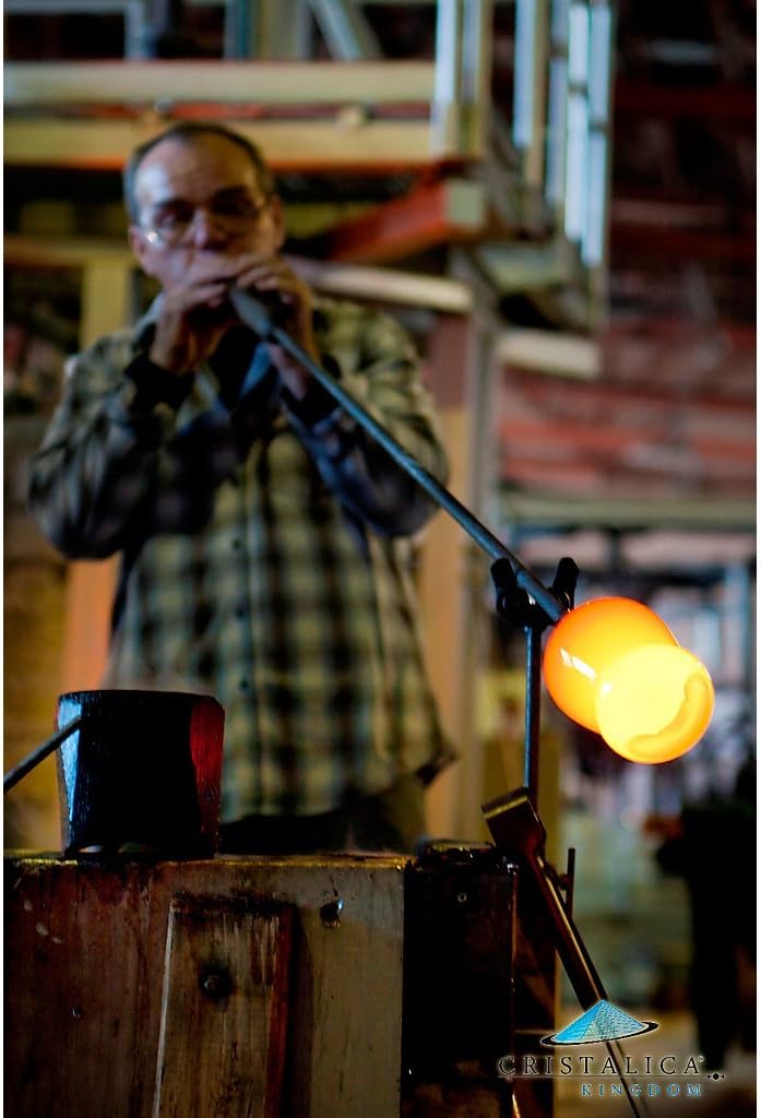 CRISTALICA Blumenvase Bouquet Vase Glas Vase Goa Schwarz Gelb Rot 37 cm Tischvase Tischdeko Hochzeit