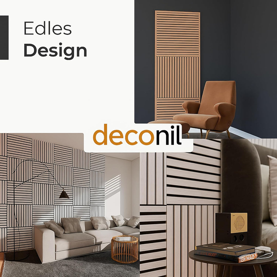 Dekorative Wandpaneele mit Filz und MDF Leisten – 60x60 cm - Nachhallreduzierend & Flexibel – 3 mm F