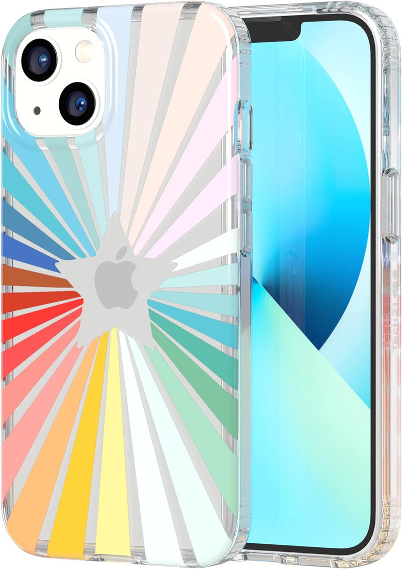 Tech 21 Evo Art Rainbow Sunburst für iPhone 13 – Schutzhülle mit exklusivem Artwork und 3,6 m Multi-