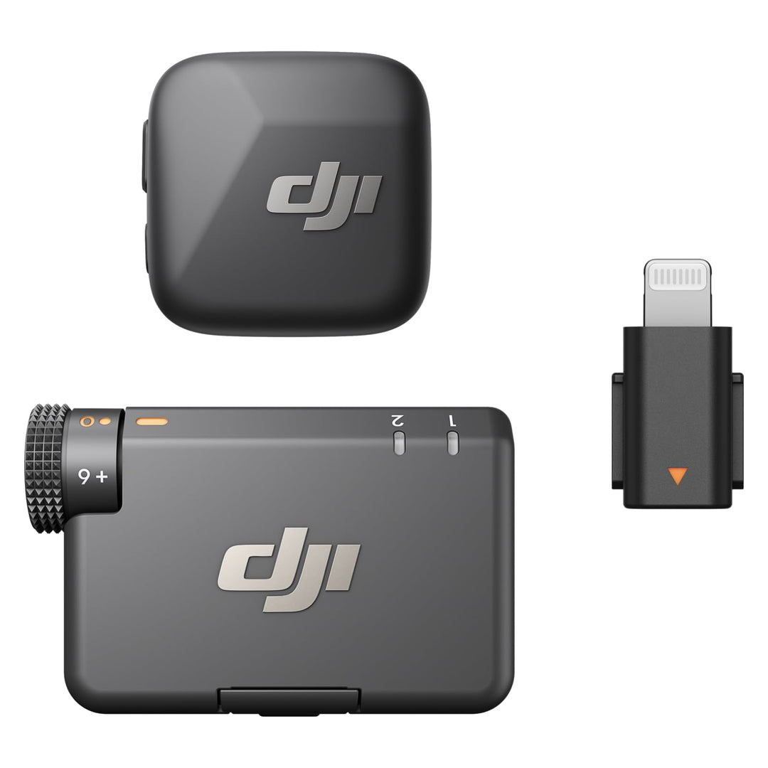 DJI Mic Mini (1 Sender + 1 Empfänger) mit Mic Mini Handy-Adapter (Lightning), Ultraleicht, Detailrei