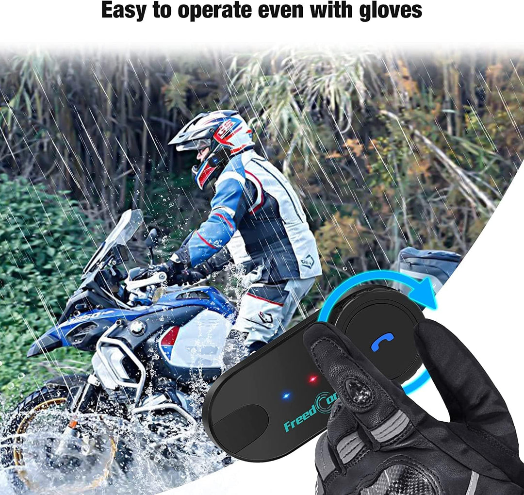 FreedConn Motorradhelm, Bluetooth, TCOMVB, Dual-Way 800M, 2 Stück Helm-Gegensprechanlage, Headsets f
