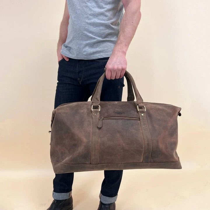 Gusti Reisetasche Leder - Ruben Damen und Herren Reisetasche Sporttasche Handgepäck Umhängetasche Le