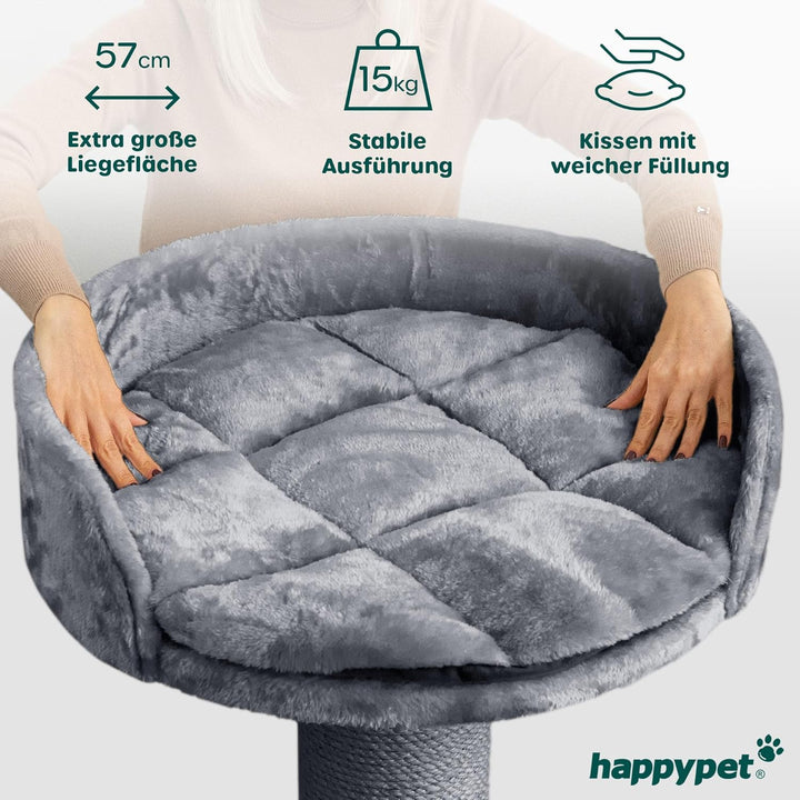 HAPPYPET Premium Kratzbaum Grosse Katzen Stabil 'Cooper' – 150 cm Grosser Katzenbaum, Kletterbaum fü