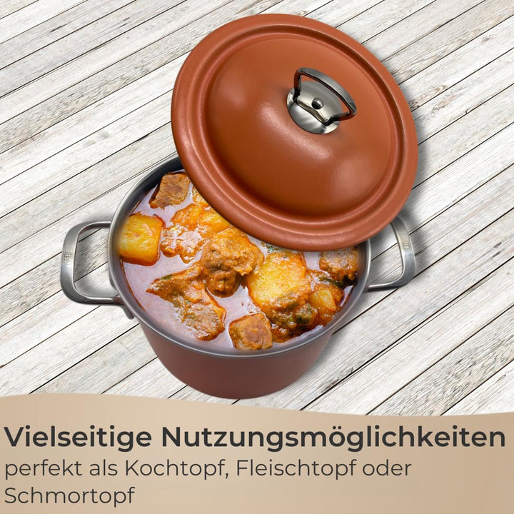 Riess, 2189-001, Fleischtopf mit Deckel 20cm, 4L, Emaille, CLASSIC Edition, Mango