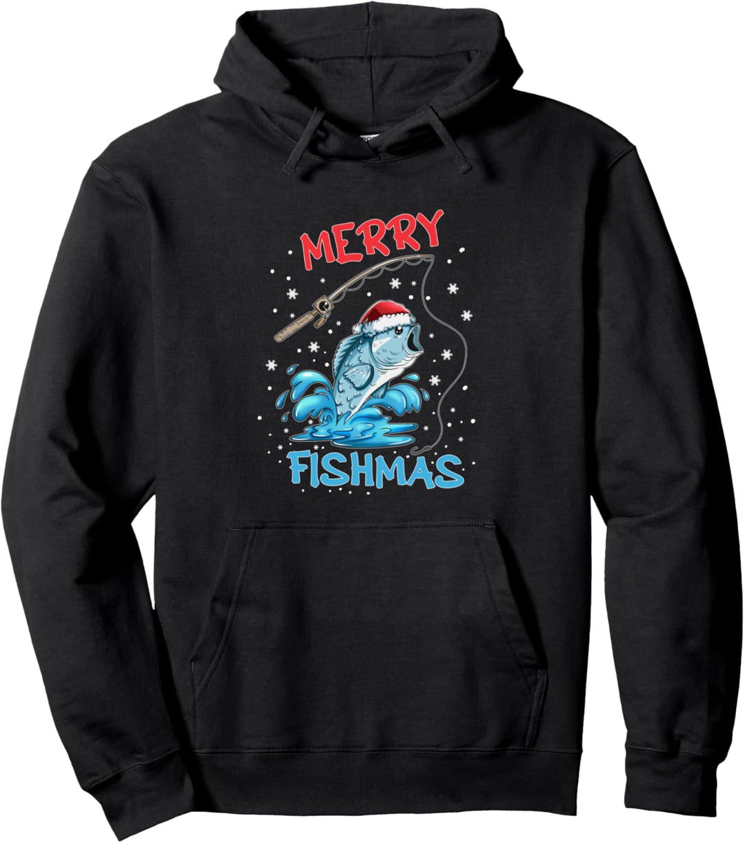 Merry Christmas Angler Angel Fisch Weihnachten Merry Fishmas Pullover Hoodie