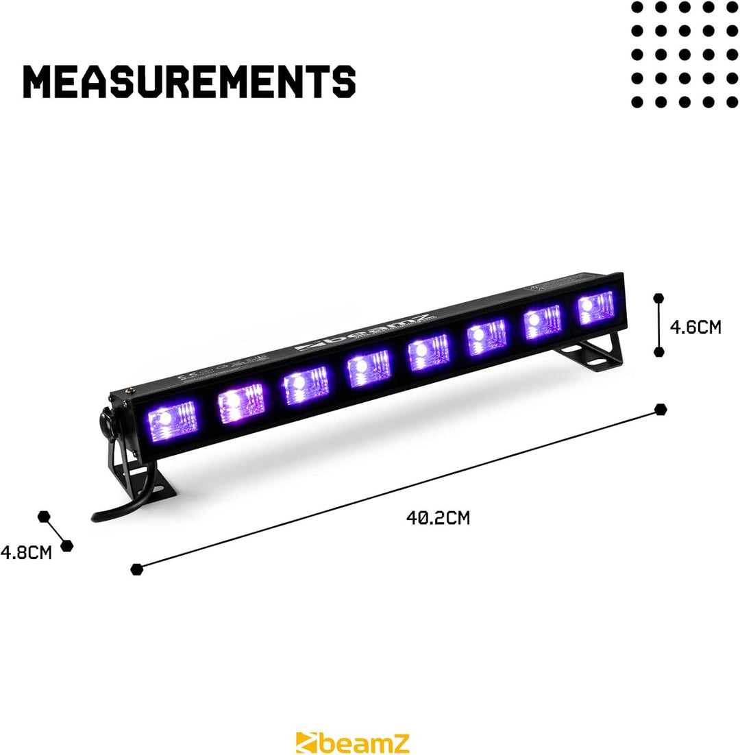 BeamZ BUV93 Schwarzlichtlampe, Schwarzlicht Lampe, UV Strahler, LED Schwarzlicht Party Bar mit hoher