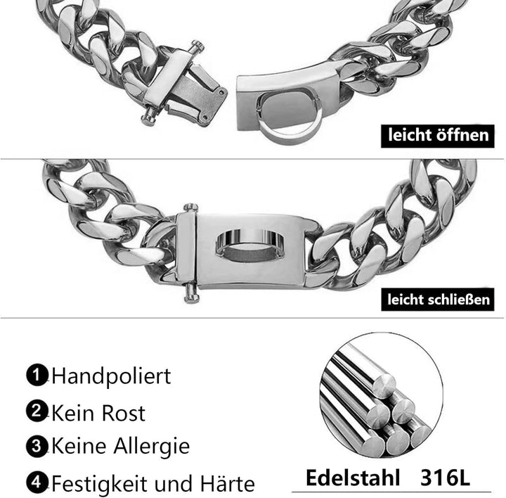 YOTHIWAD Hundehalsband aus Metall mit Sicherer Schnalle,Ketten Halsband Hund, Kubanische Gliederkett