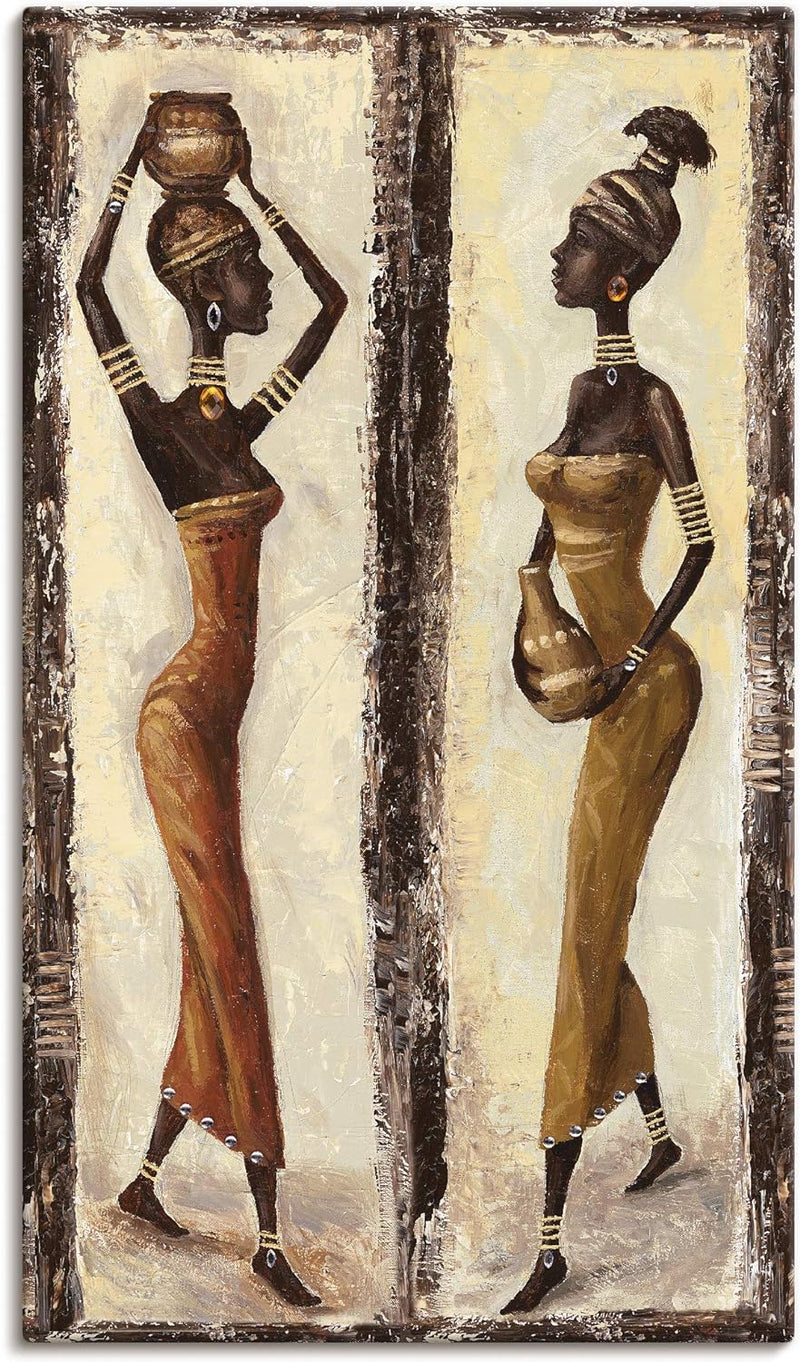 ARTLAND Leinwandbilder auf Holz Wandbild 70x40 cm Hochformat Afrika Fashion Menschen Frau Mode afrik