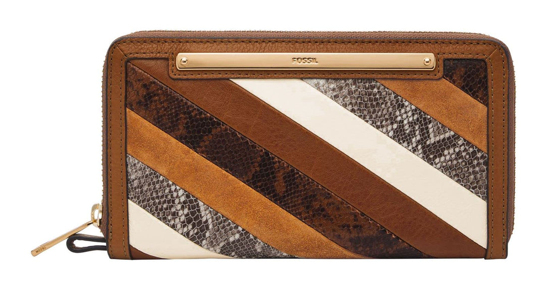 Fossil Damen Liza Zip Clutch 19.53cm L x 2.54cm W x 11.43cm H Stripes, 19.53cm L x 2.54cm W x 11.43c