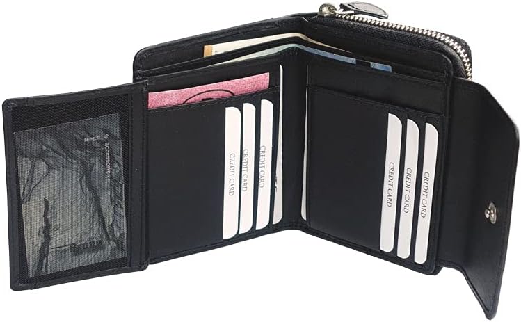 orso Bruno original schönes Damen Portemonnaie Leder schwarz Damengeldbörse mittelgross klein kompak