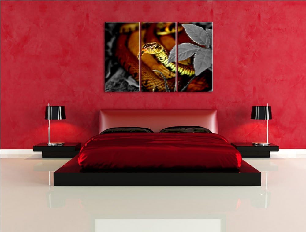 beeindruckende Kreuotter schwarz/weiss Deluxe 3-Teiler Leinwandbild 120x80 Bild auf Leinwand, XXL ri