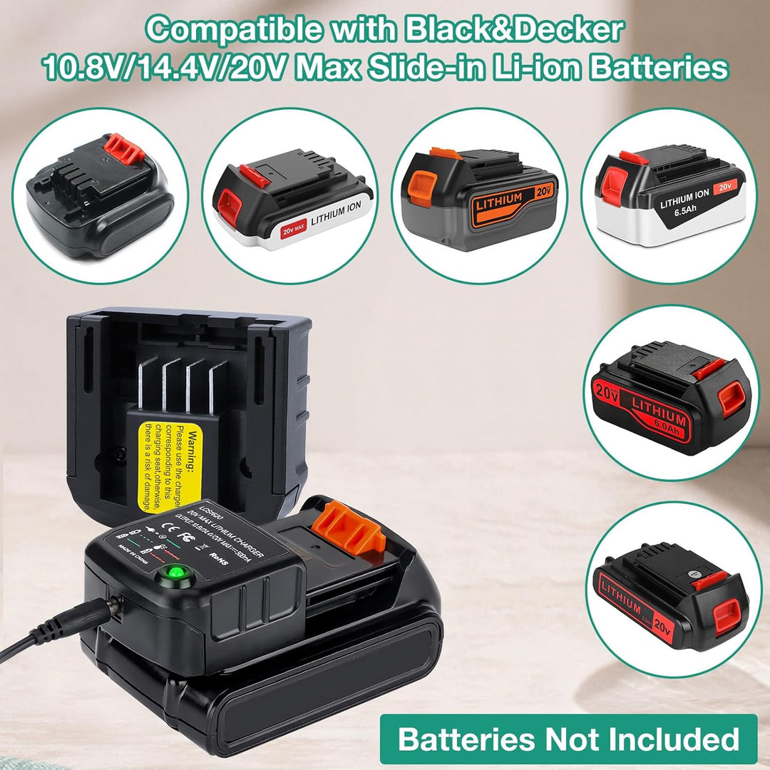 Li-ion Akku Ladegerät Ersatz LCS1620 Kompatibel mit Black & Decker Lithium-Akku 10,8V/14,4V/20V, LB2