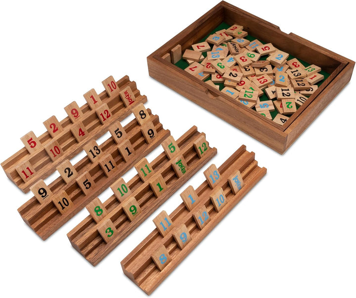 LOGOPLAY Rummy - Gesellschaftsspiel - Legespiel mit 108 Spielsteinen in sehr edler Ausführung aus Sa