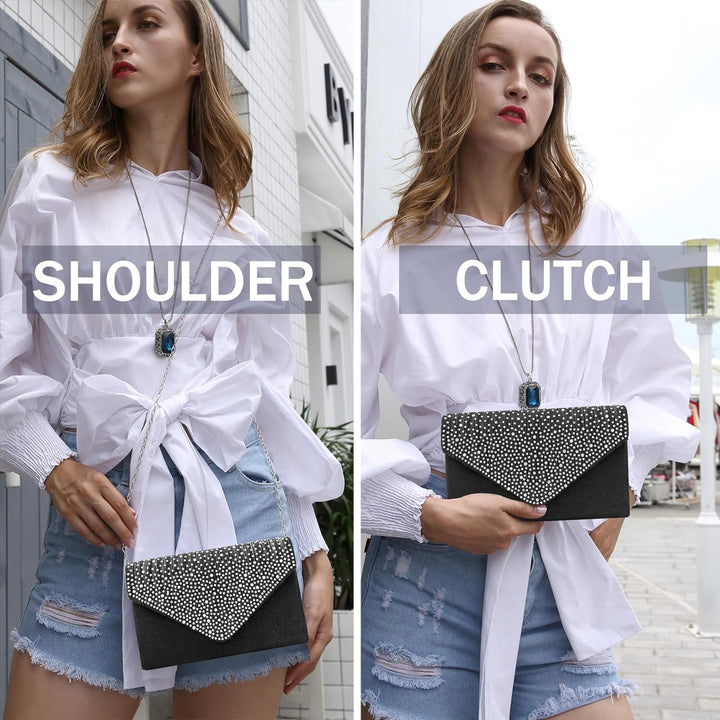 Milisente Evening Bag for Women Glitter Rhinestone Wedding Evening Purse Crystal Envelope Crossbody