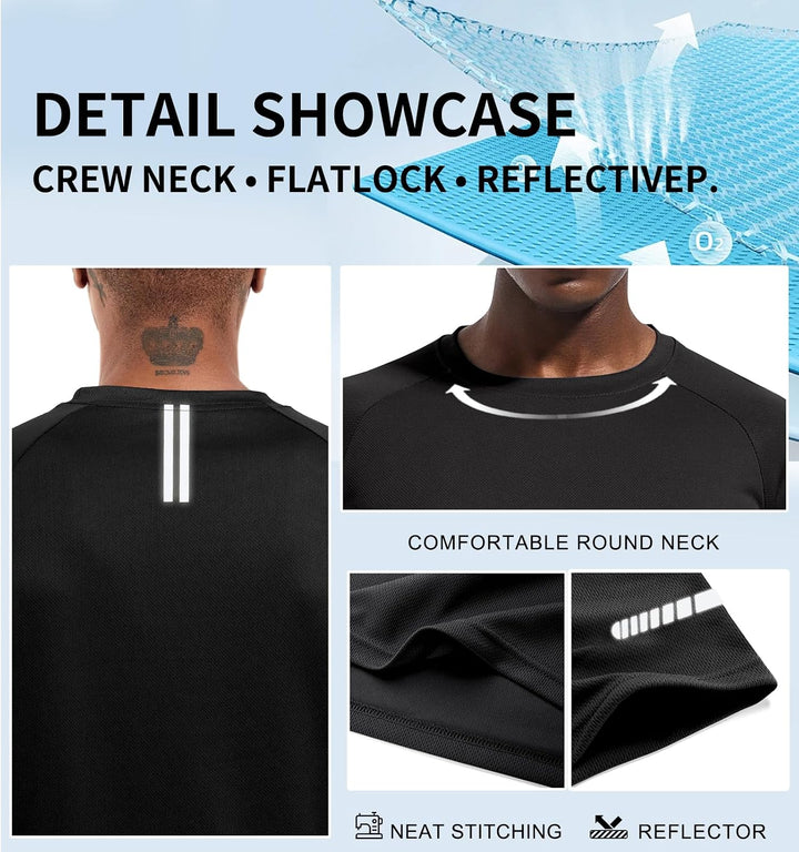 Herren Activewear T-Shirts 1/3/4/5/6er Pack | Slim Fit Sport Shirts | Atmungsaktiv, Schnelltrocknend