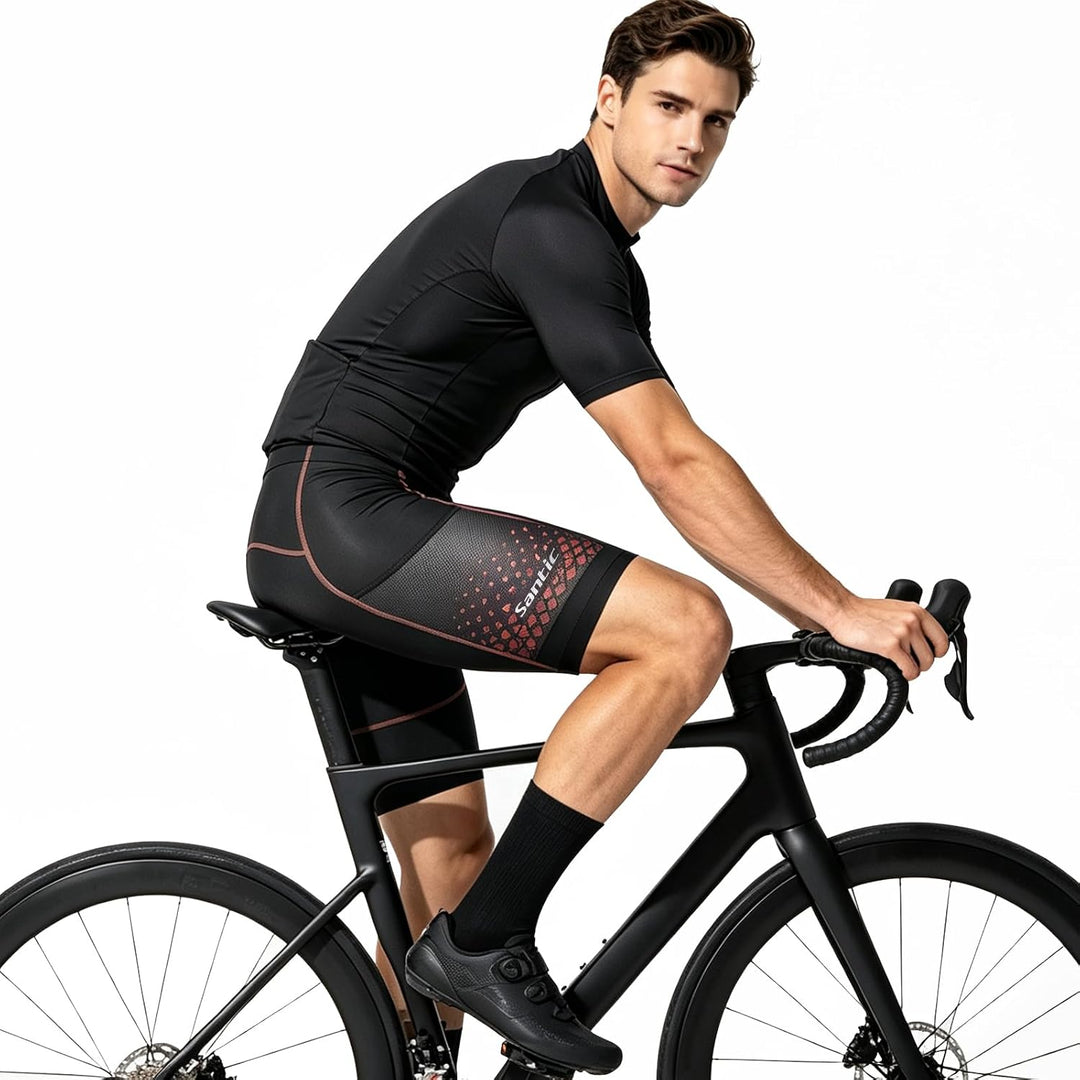 Santic Radlerhose Herren Kurz mit Sitzpolster Radhose Herren Kurz Fahrradhose Herren Gepolstert Rads