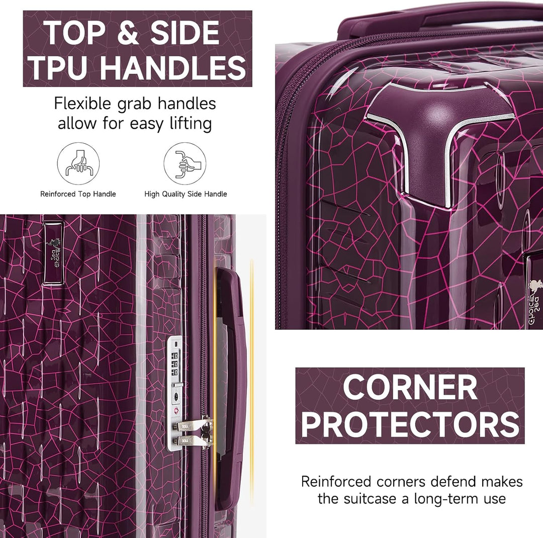 Sea choice Handgepäck Koffer Set 2 Teilig Hartschalen Trolley mit Kosmetiktasche Eckenschutz ABS+PC