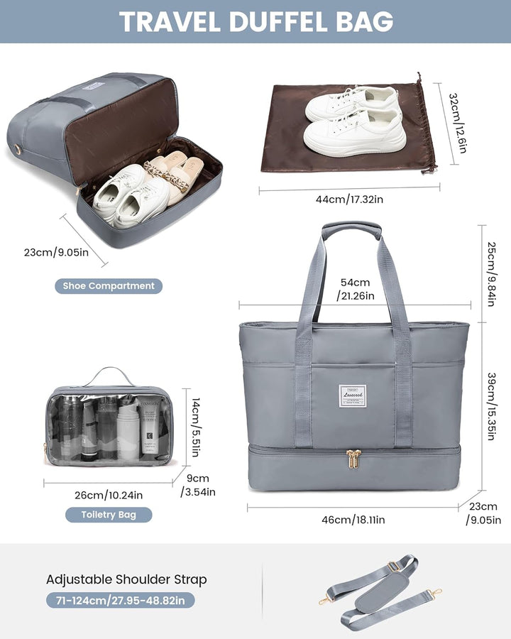 LOVEVOOK Reisetasche Damen, Wasserdicht Weekender Travel Duffel Carry On Bag mit Schuhfach, Klinikta