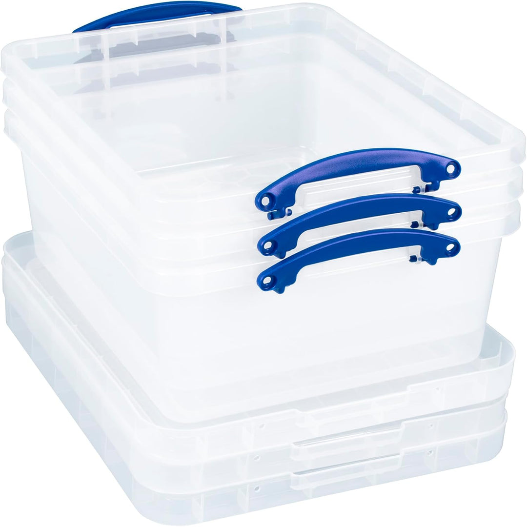 Really Useful Box Aufbewahrungsbox aus Kunststoff, 23,5 l, transparent, 3 Stück
